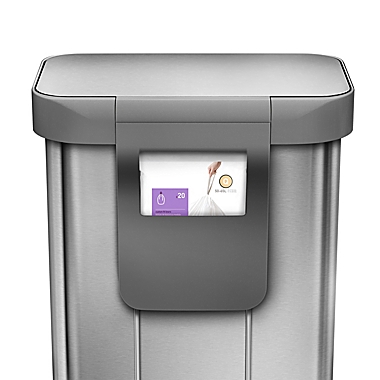 simplehuman&reg; 55-Liter RectangularStep Trash Can with Liner Pocket in Brushed Stainless Steel. View a larger version of this product image.