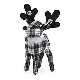 Boston International Serena Large Plaid Deer Figure Christmas Decoration in Black/White