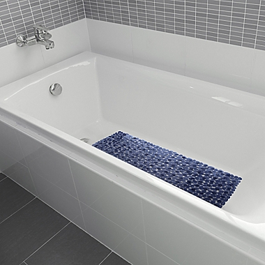 Simply Essential&trade; Rocks 16&quot; x 35&quot; Vinyl Tub Mat in Blue. View a larger version of this product image.
