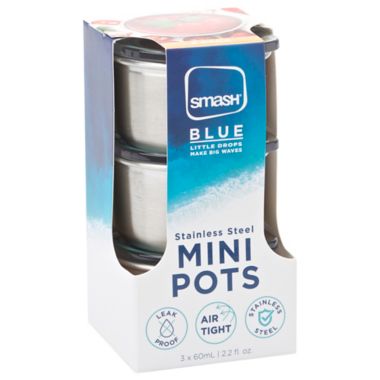 Smash 2 oz. Stainless Steel Mini Pots with Lids (Set of 3). View a larger version of this product image.