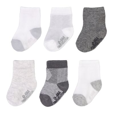 Fruit of the Loom&reg; Size 6-12M 6-Pack Grow and Fit with Me Crew Socks in Grey