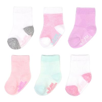 Fruit of the Loom&reg; Size 12-24M 6-Pack Grow and Fit with Me Crew Socks in Pink