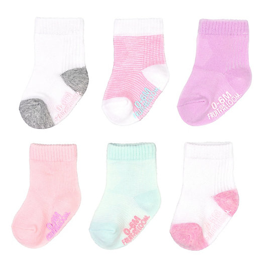 Alternate image 1 for Fruit of the Loom® 6-Pack Grow and Fit with Me Crew Socks in Pink