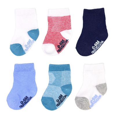 Fruit of the Loom Size 6-12M 6-Pack Grow &amp; Fit Crew Socks in Blue