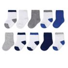 Alternate image 0 for goldbug Size 12-24M 10-Pack Crew Socks in White/Blue