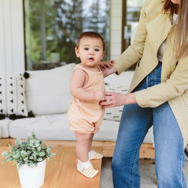 goumi Organic Cotton Romper in Poppy. View a larger version of this product image.