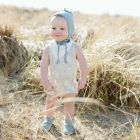 Alternate image 1 for goumi Coastal Organic Cotton Romper in Green/Cream