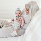 Alternate image 3 for goumi Coastal Organic Cotton Romper in Green/Cream