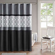 510 Design Donnell Embroidered and Pieced Shower Curtain in Black/Gray