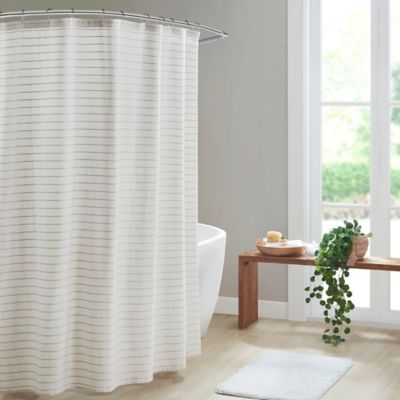 Aubrey HIG Farmhouse Style White Ruffle Shower Curtain 72" in Long & Wide