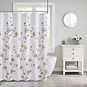 Madison Park Magnolia Floral Printed Burnout Shower Curtain in Yellow