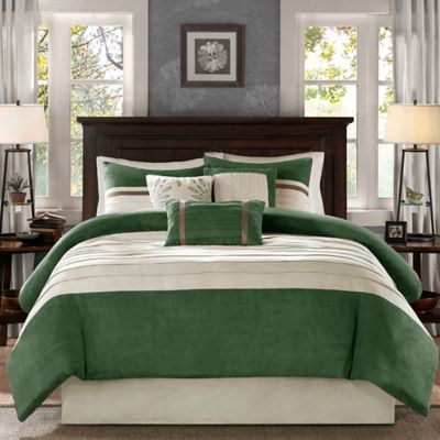 Madison Park Palmer Comforter Set Bed, Light Olive Green Bed Set