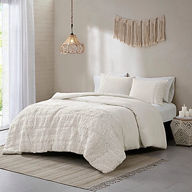 Madison Park Doreen Cotton 3-Piece King/California King Duvet Cover Set in White. View a larger version of this product image.