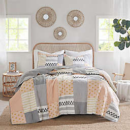 Madison Park Ani Cotton 3-Piece Full/Queen Coverlet Set in Blush/Grey