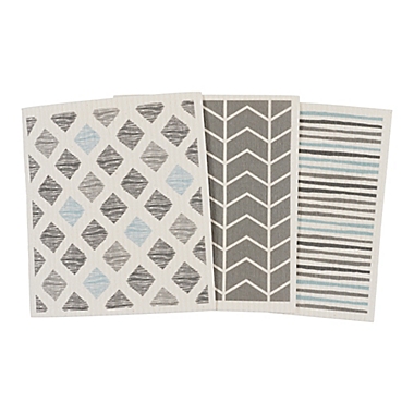 Simply Essential&trade; Diamond Swedish Dish Cloths in Grey/Blue (Set of 3). View a larger version of this product image.