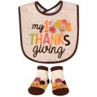 Alternate image 0 for Baby Essentials 2-Piece "My 1st Thanksgiving" Bib and Bootie Set in Oatmeal
