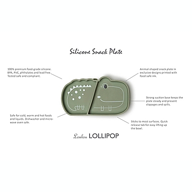 Loulou Lollipop Alligator Silicone Suction Snack Plate. View a larger version of this product image.