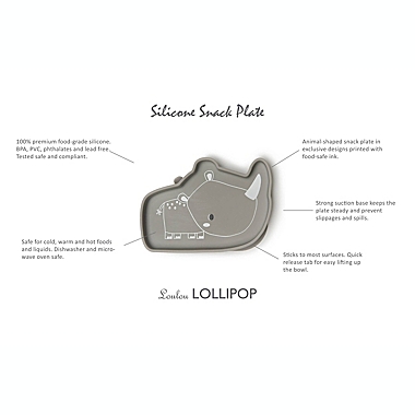 Loulou Lollipop Rhino Silicone Suction Snack Plate. View a larger version of this product image.
