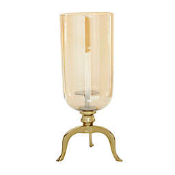 Ridge Road Décor Traditional Aluminum Hurricane Candle Holder in Gold