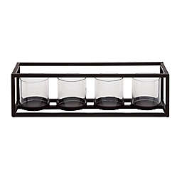 Ridge Road Décor Contemporary Iron Candle Holder in Black