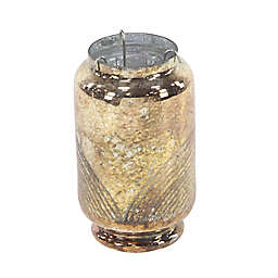 Ridge Road Decor 1-Light Glass Rustic Candle Holder in Copper