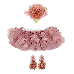 Toby Signature™ 3-Piece 3D Floral Tutu, Headband, and Mary Jane Shoe Set in Mauve