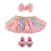 Toby Signature&trade; 3-Piece 3D Floral Tutu, Headband, and Mary Jane Shoe Set in Rainbow