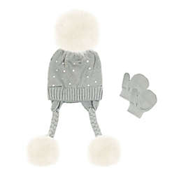 Toby Fairy™ Foil Dot Hat and Mitten Set in Grey