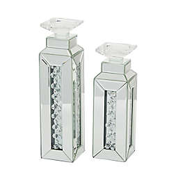 Ridge Road Décor Glam Pedestal Candle Holder in Silver (Set of 2)