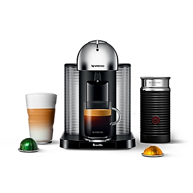 Nespresso&reg; by Breville Vertuo Coffee and Espresso Machine with Aeroccino in Chrome. View a larger version of this product image.
