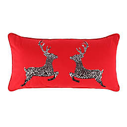 Sparkle Reindeer Oblong Throw Pillow in Red
