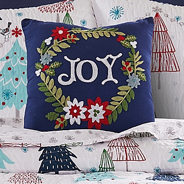 White Pine Joy Square Throw Pillow in Navy. View a larger version of this product image.