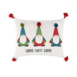 "Gnome Sweet Gnome" Oblong Throw Pillow in Natural