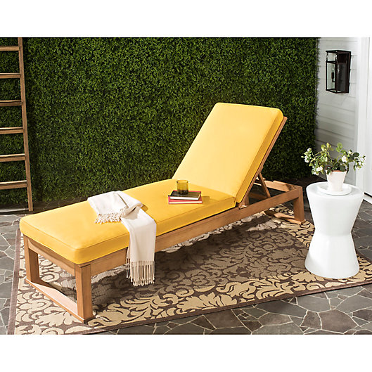 Alternate image 1 for Safavieh Solano Sun Lounger with Cushion in Teak Brown/Yellow