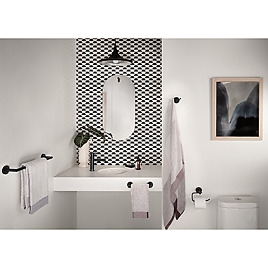Moen&reg; Arlys Paper Holder in Matte Black. View a larger version of this product image.