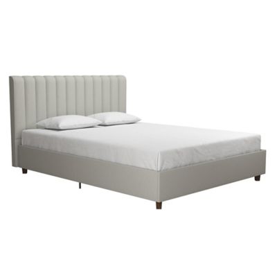 Baxton Studio Brooklyn Upholstered, Knap Queen Bed With Tufted Wing Headboard
