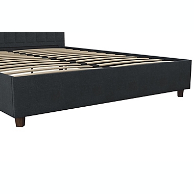 The Novogratz Brittany Queen Upholstered Platform Bed in Blue. View a larger version of this product image.
