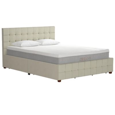 Cosmo Living Elizabeth Full Upholstered Bed Frame with Storage in Ivory