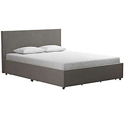The Novogratz Kelly Velvet Upholstered Storage Bed in Light Grey