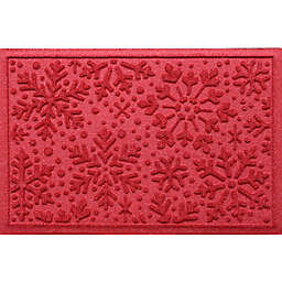 Bungalow Flooring Waterhog Snowflake 20" x 30" Christmas Door Mat in Red