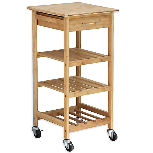 Alternate image 1 for Oceanstar Bamboo Rolling Kitchen Cart in Natural
