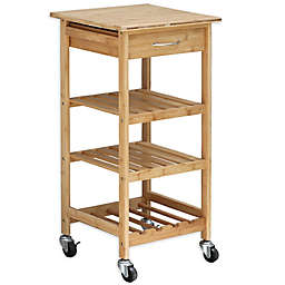 Oceanstar Bamboo Rolling Kitchen Cart in Natural