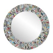 Ridge Road D&eacute;cor 38-Inch Round Eclectic Wood Wall Mirror