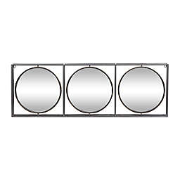 Ridge Road Decor Metal Modern 3-Mirror 52-Inch x 18-Inch Wall Panel in Grey