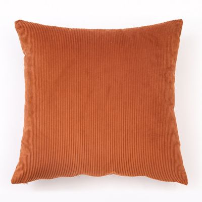 Freshmint Corda Solid Ribbed Woven Square Throw Pillow in Orange