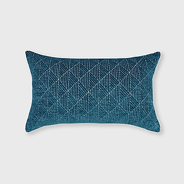 Freshmint Logan Geometric Jacquard Oblong Throw Pillow in Teal Green. View a larger version of this product image.