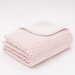Freshmint Heathered Cozy Sherpa Throw Blanket in Soft Pink