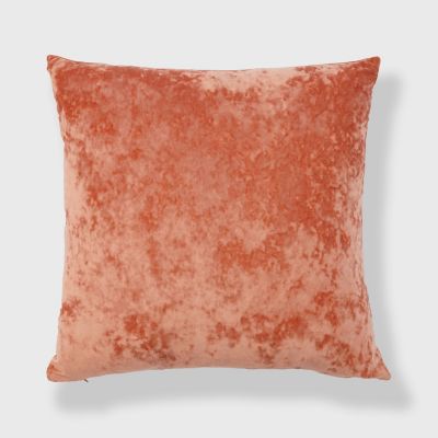 Freshmint Yaffa Crushed Velvet Square Throw Pillow in Apricot Orange