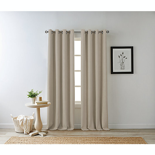 Alternate image 1 for Bee & Willow™ Hadley 63-Inch 100% Blackout Curtain Panel in Linen (Single)