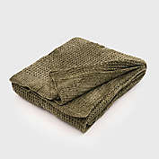 Amor Chenille Knitted Throw Blanket in Moss Green